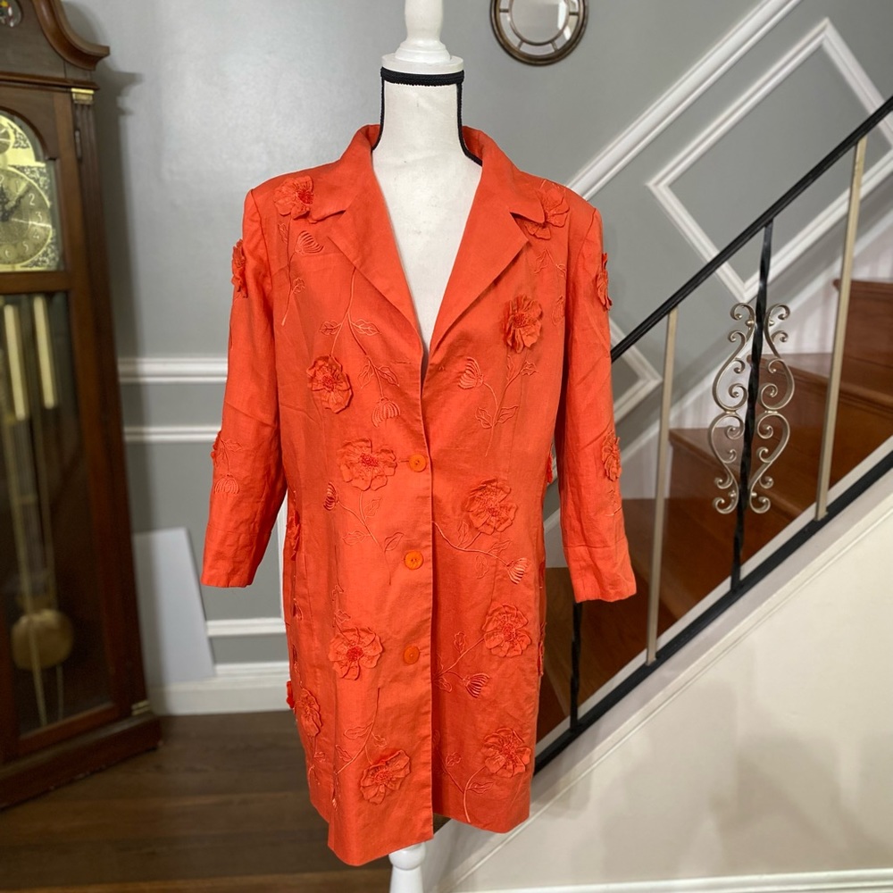 Way orange Floral Color Blazer